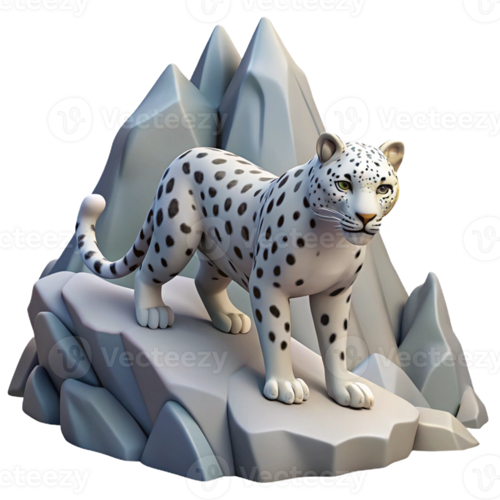 Snow Leopard on Rocky Terrain png