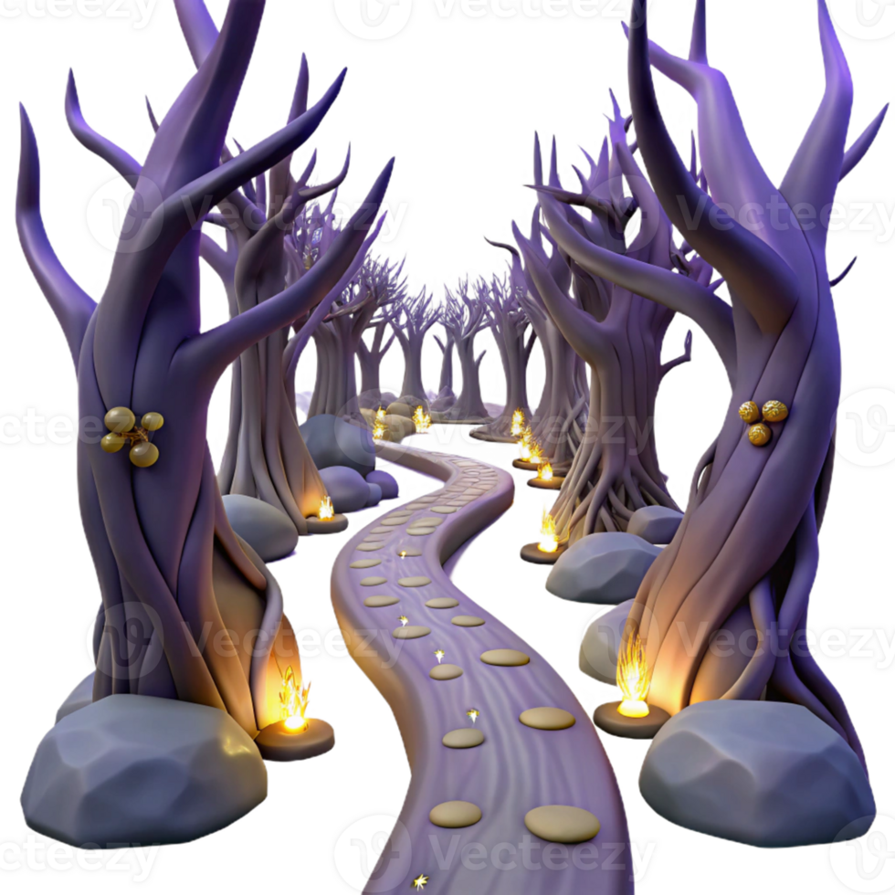 Purple Forest Path with Stone Steps png