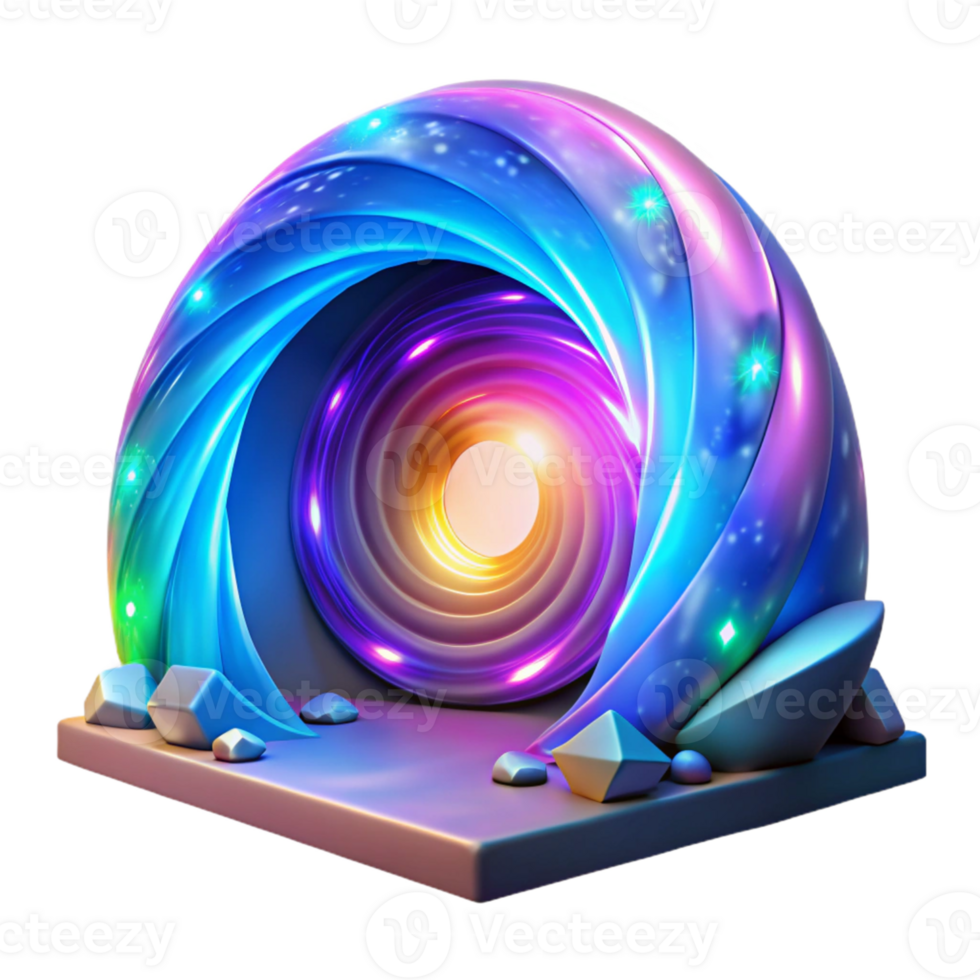 Abstract 3D Design with Glowing Spiral png