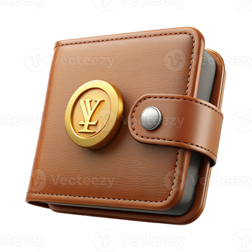 Leather Wallet with Gold Coin png