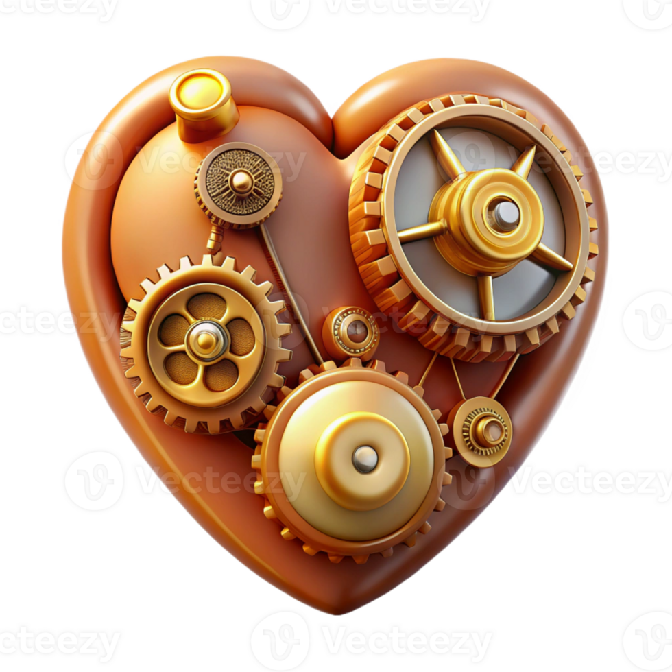 Steampunk Heart with Cogs and Gears png