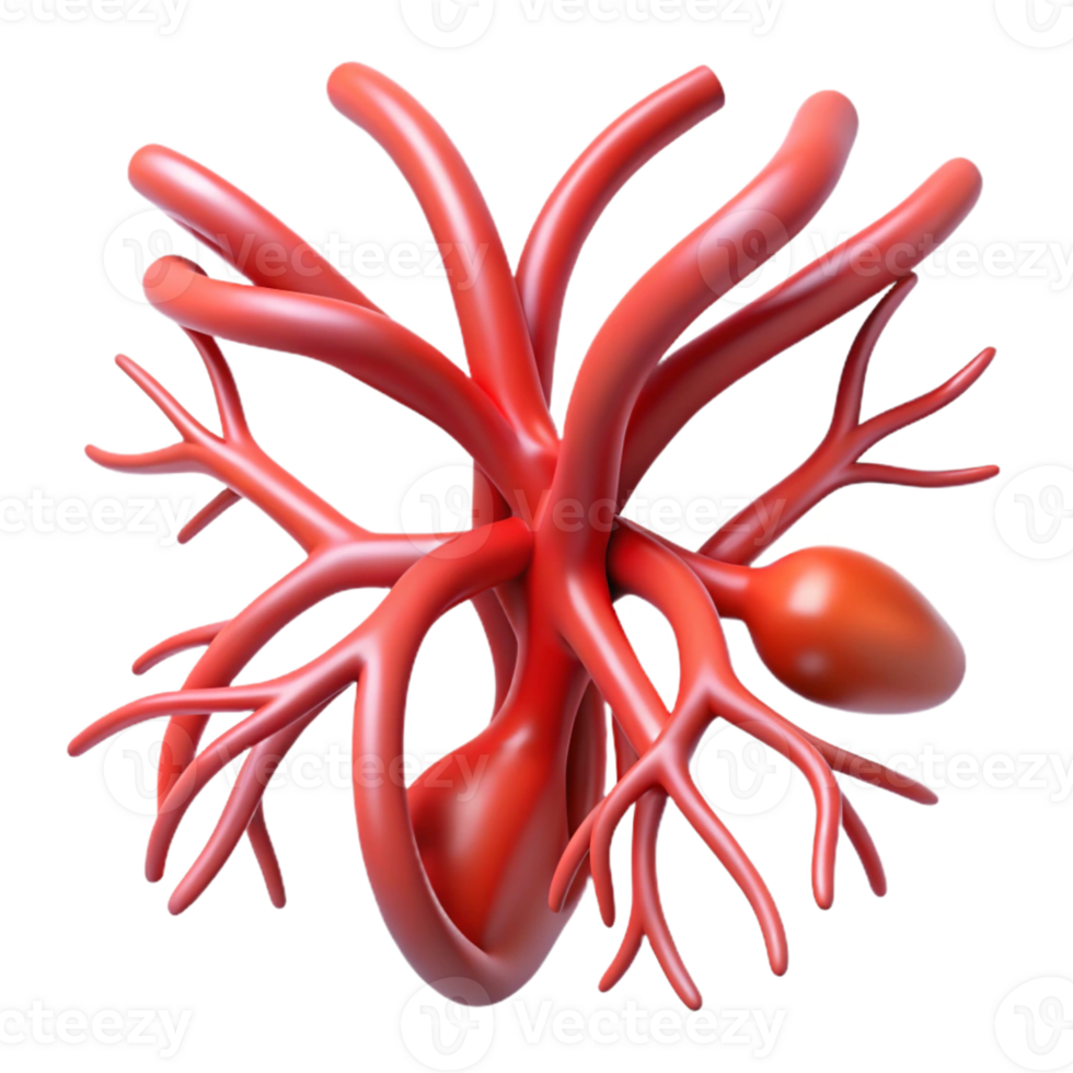 Red 3D Vascular System Illustration png