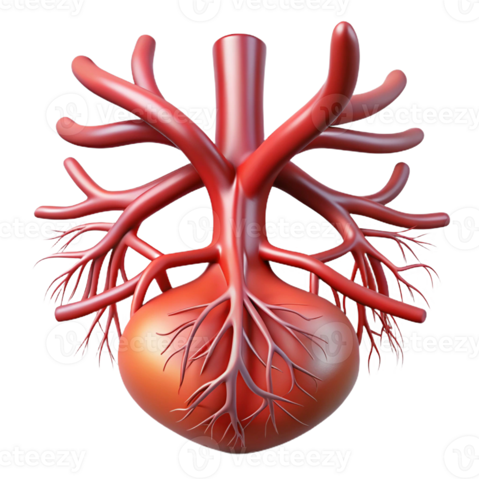 3D Render of Human Organ with Veins png