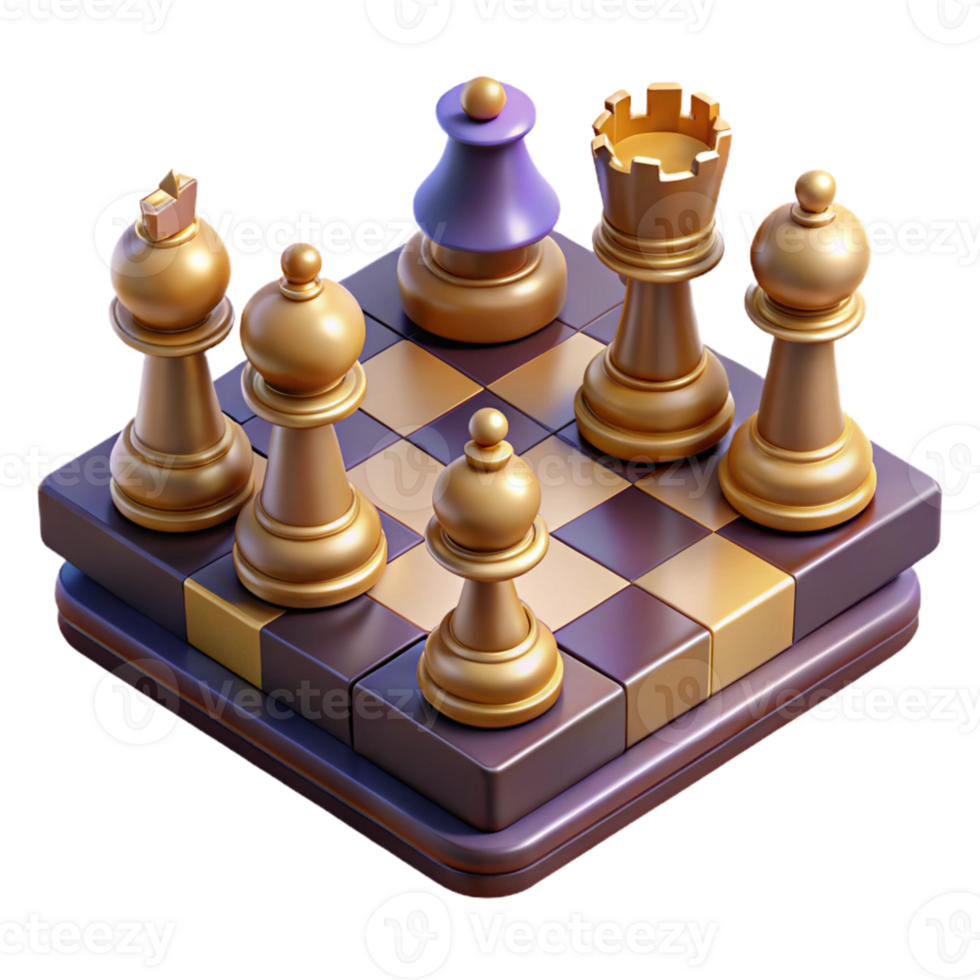 3D Chess Game Pieces on a Board Illustration png