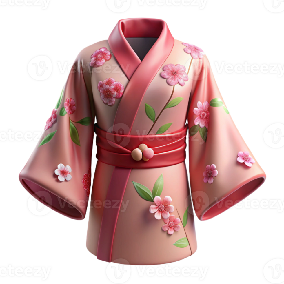 Floral 3D Kimono Illustration png
