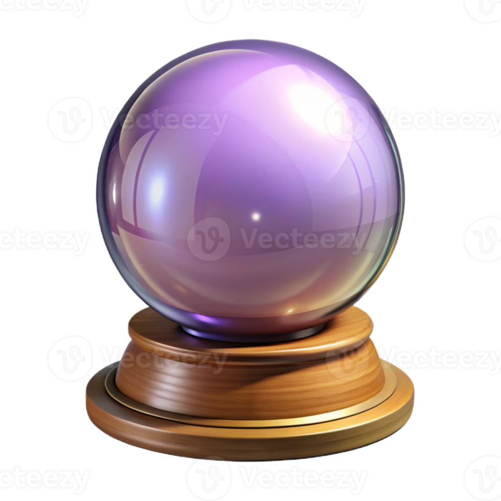 Purple Crystal Ball on Wooden Stand png