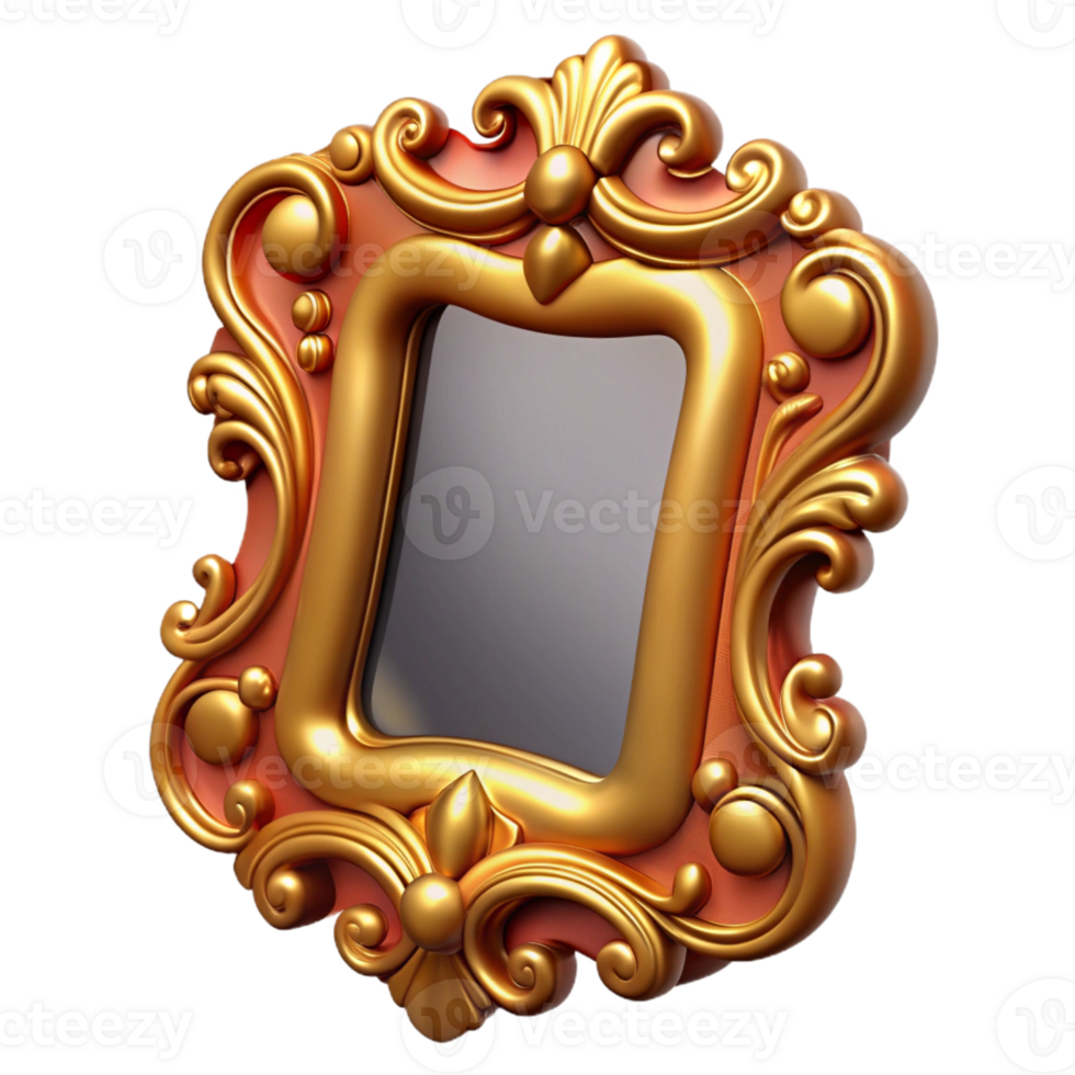 Ornate Gold and Pink 3D Frame Illustration png