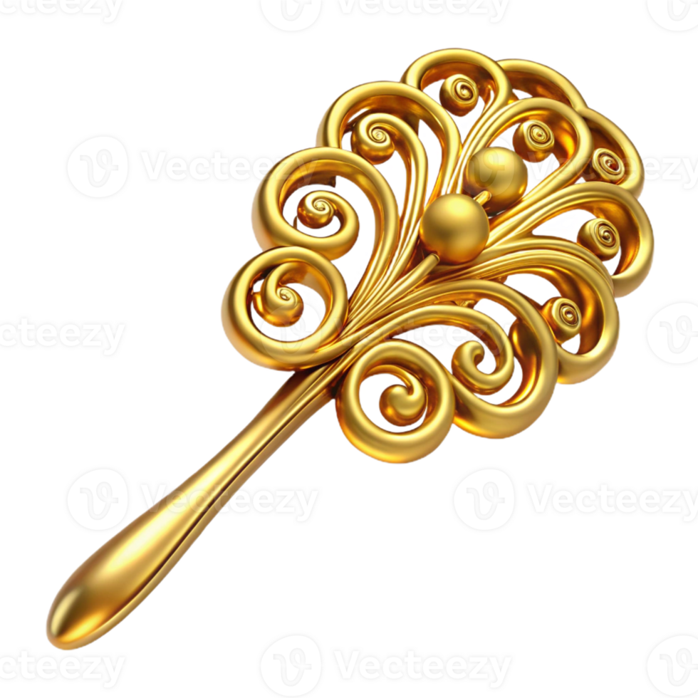 Golden Ornamental Design with Swirls png