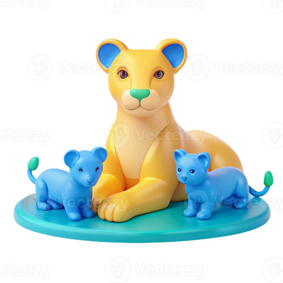 3D Rendered Lion Family png