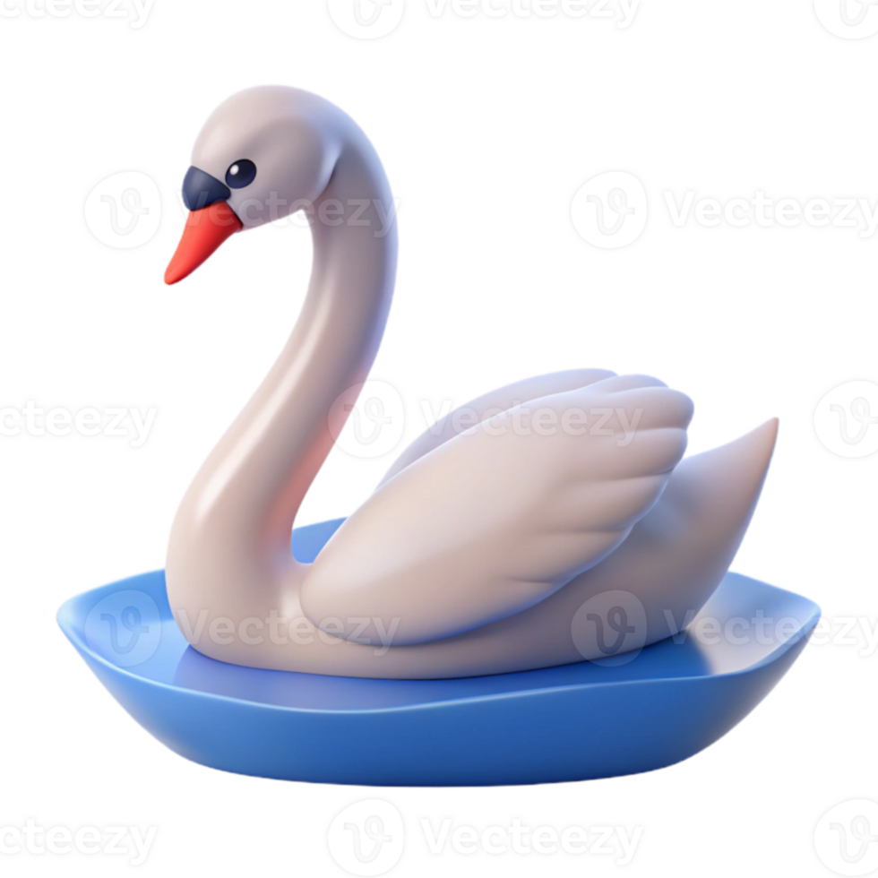 3D Cartoon Swan in Water png