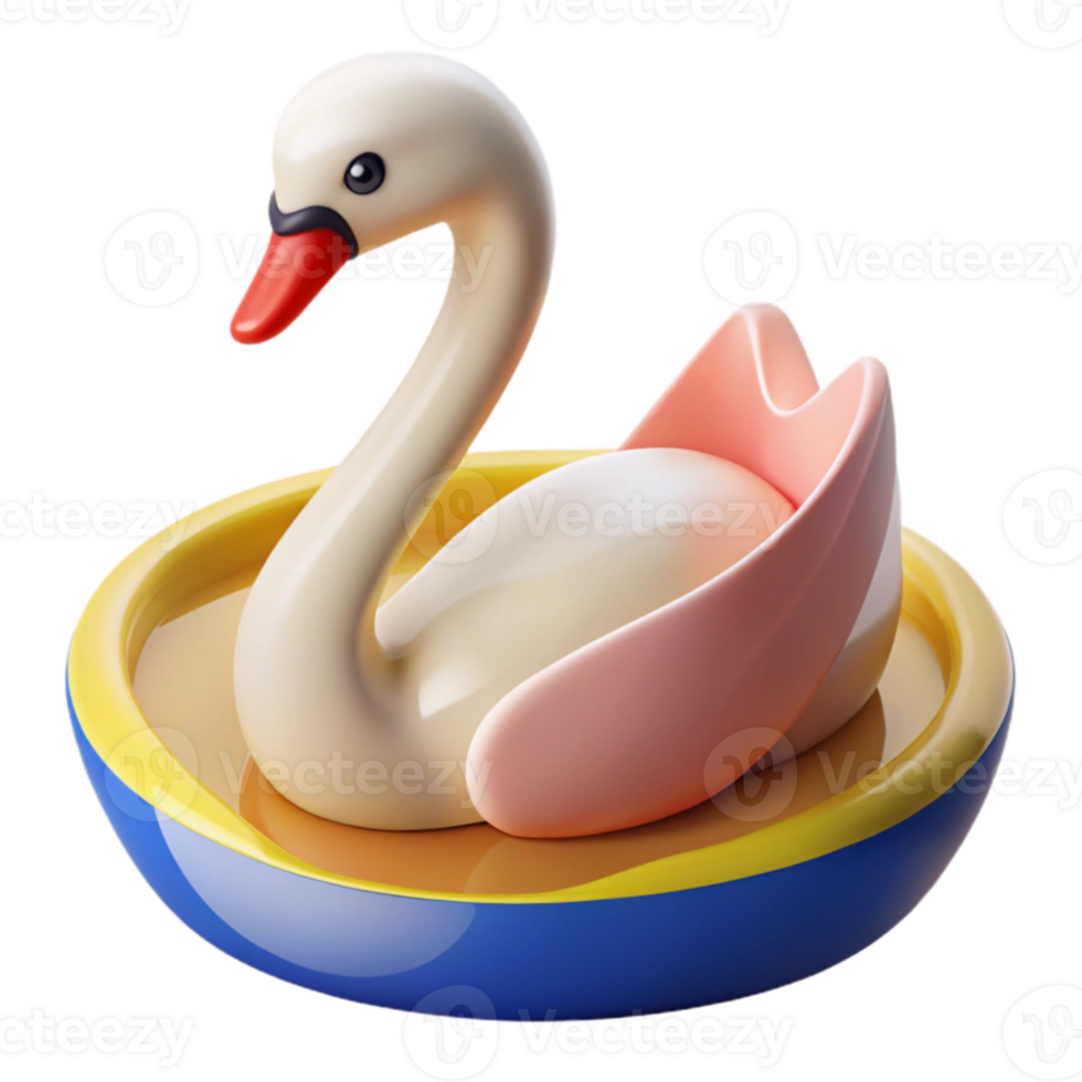 3D Swan in a Colorful Nest png