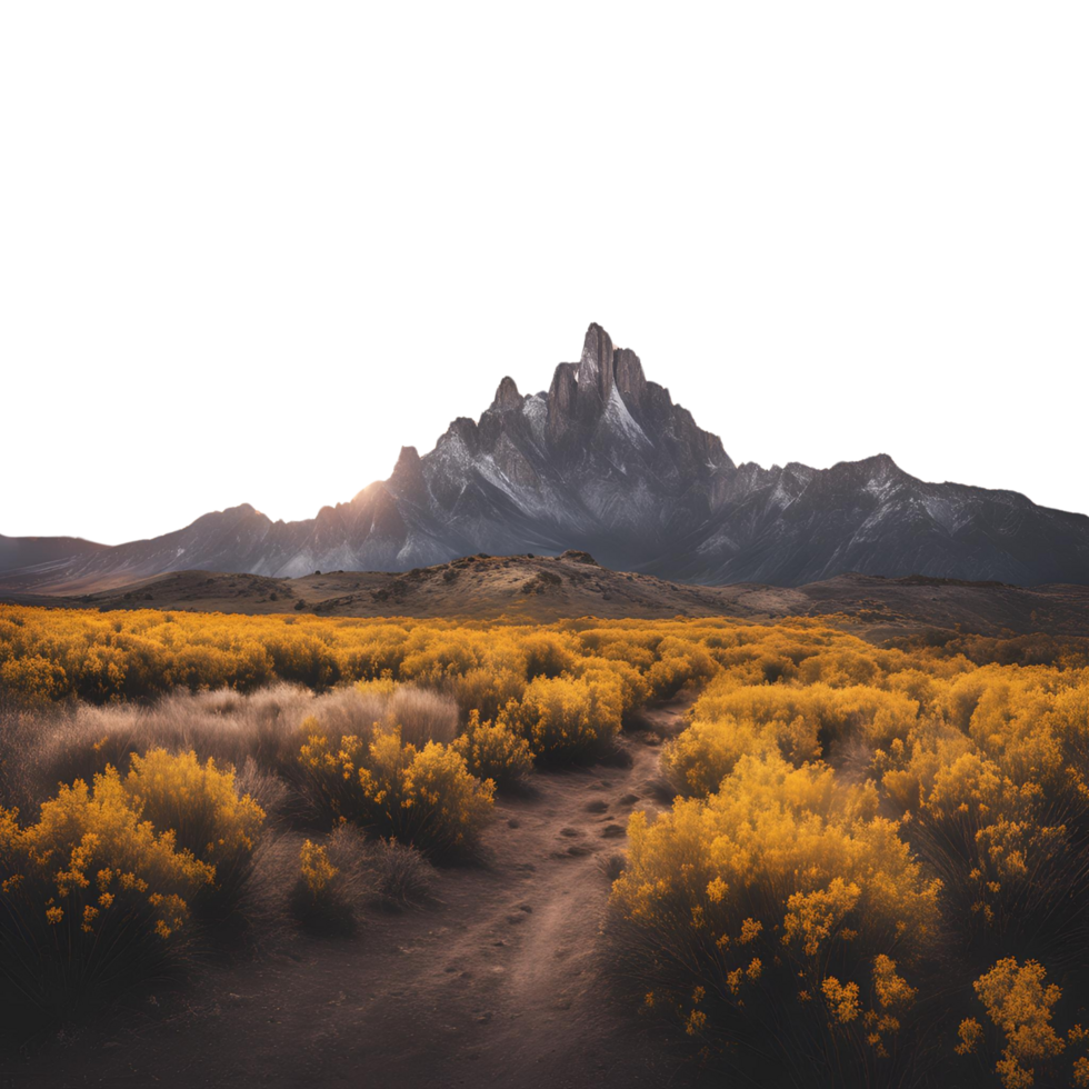 A path through a field of yellow flowers png