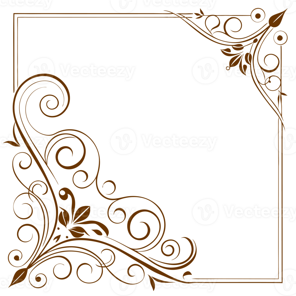 Elegant floral patterns with intricate swirls and leaf motifs decorate two corners png
