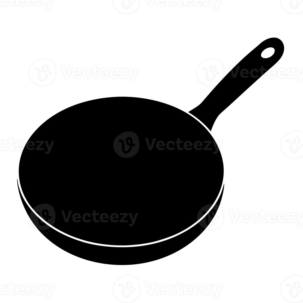 A simple black silhouette of a frying pan png