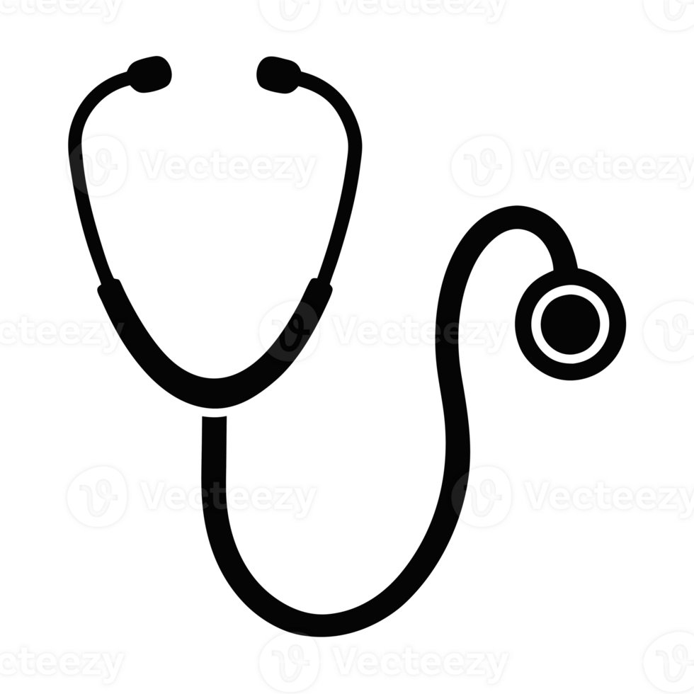A simple black silhouette of a stethoscope png