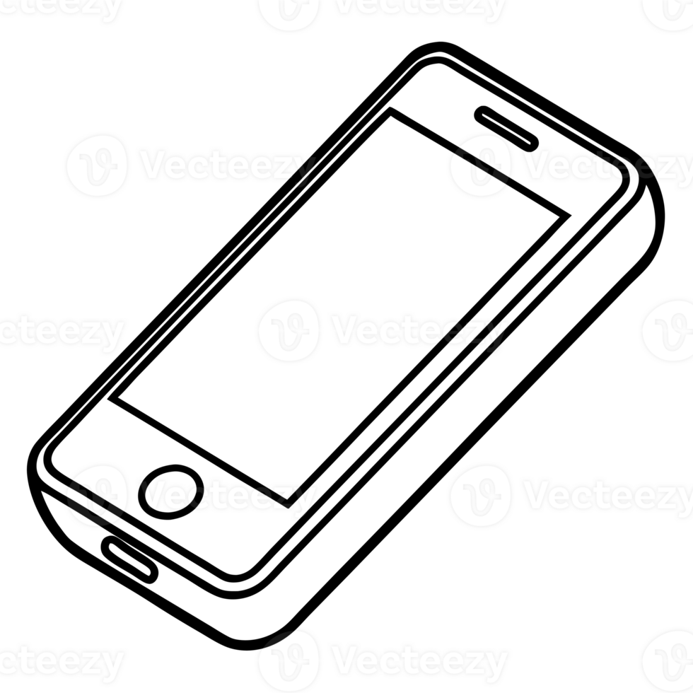 A black outline of a smartphone png