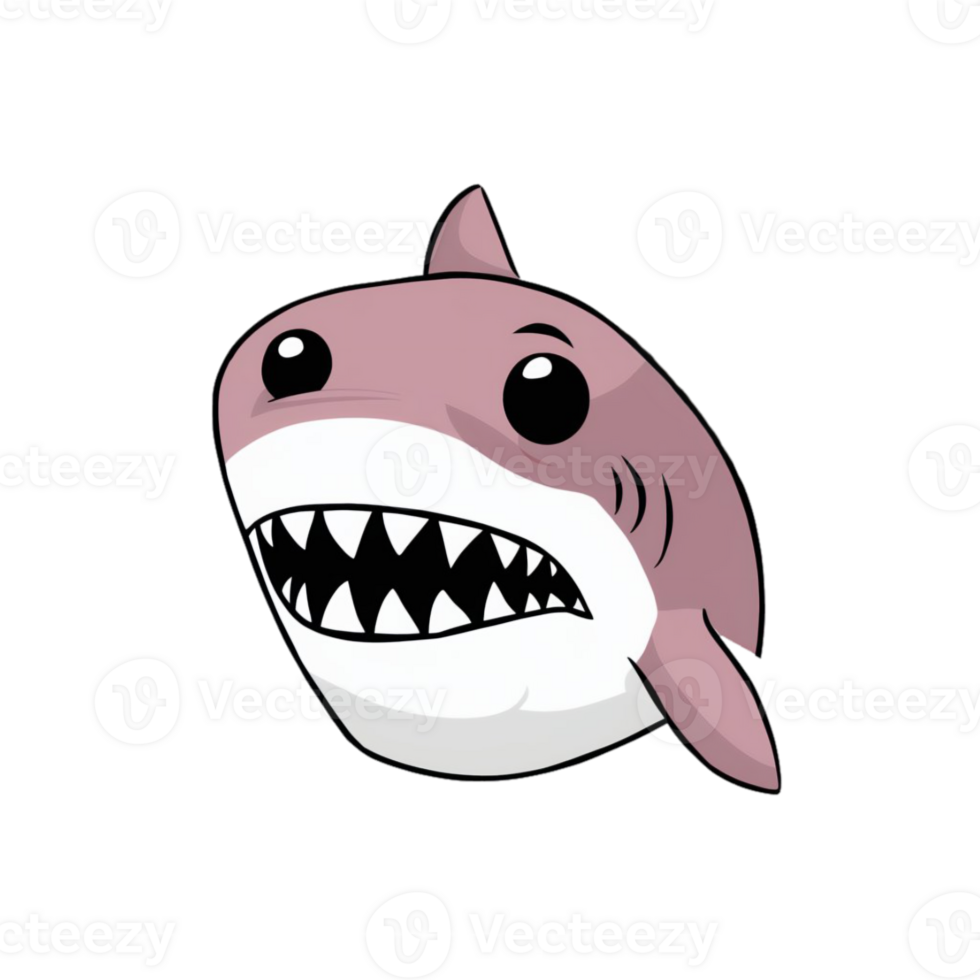 A pink shark with oversized eyes and a wide cutouts png
