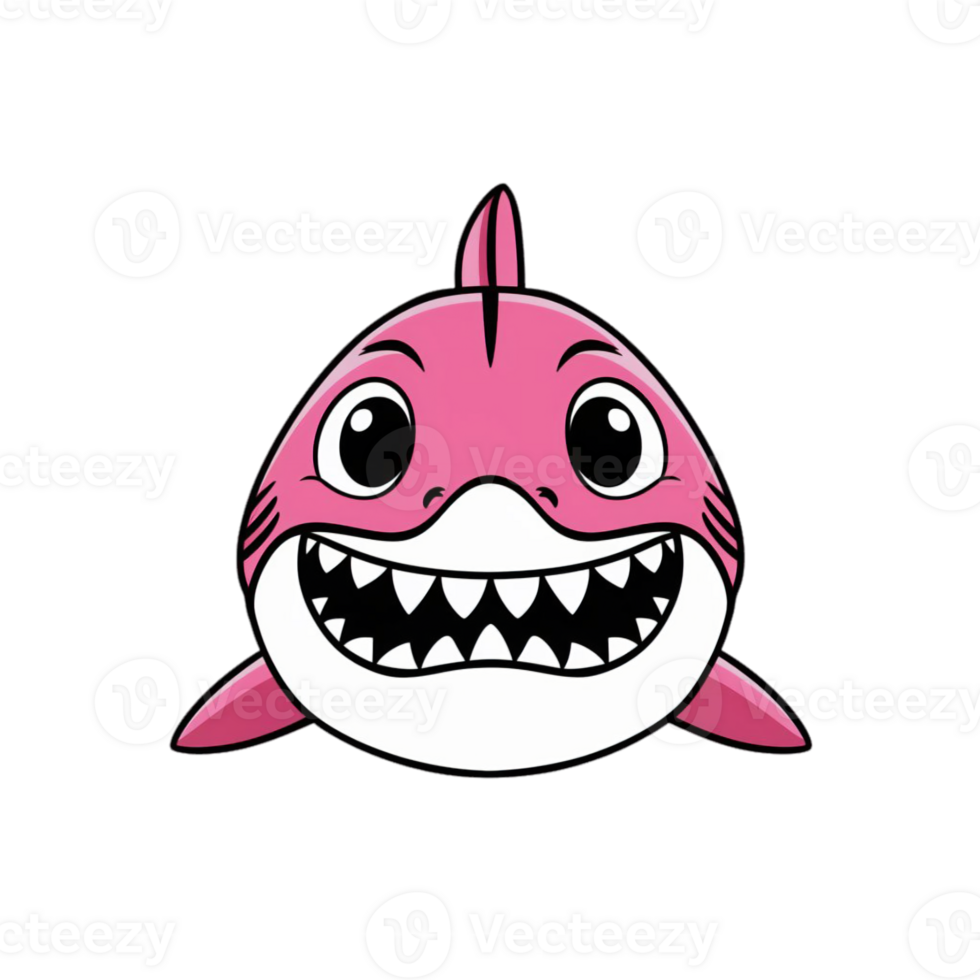 A cute pink shark with oversized eyes and a wide cutouts png