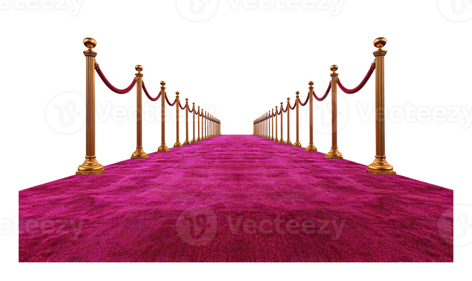 a pink carpet with gold poles and barriers png