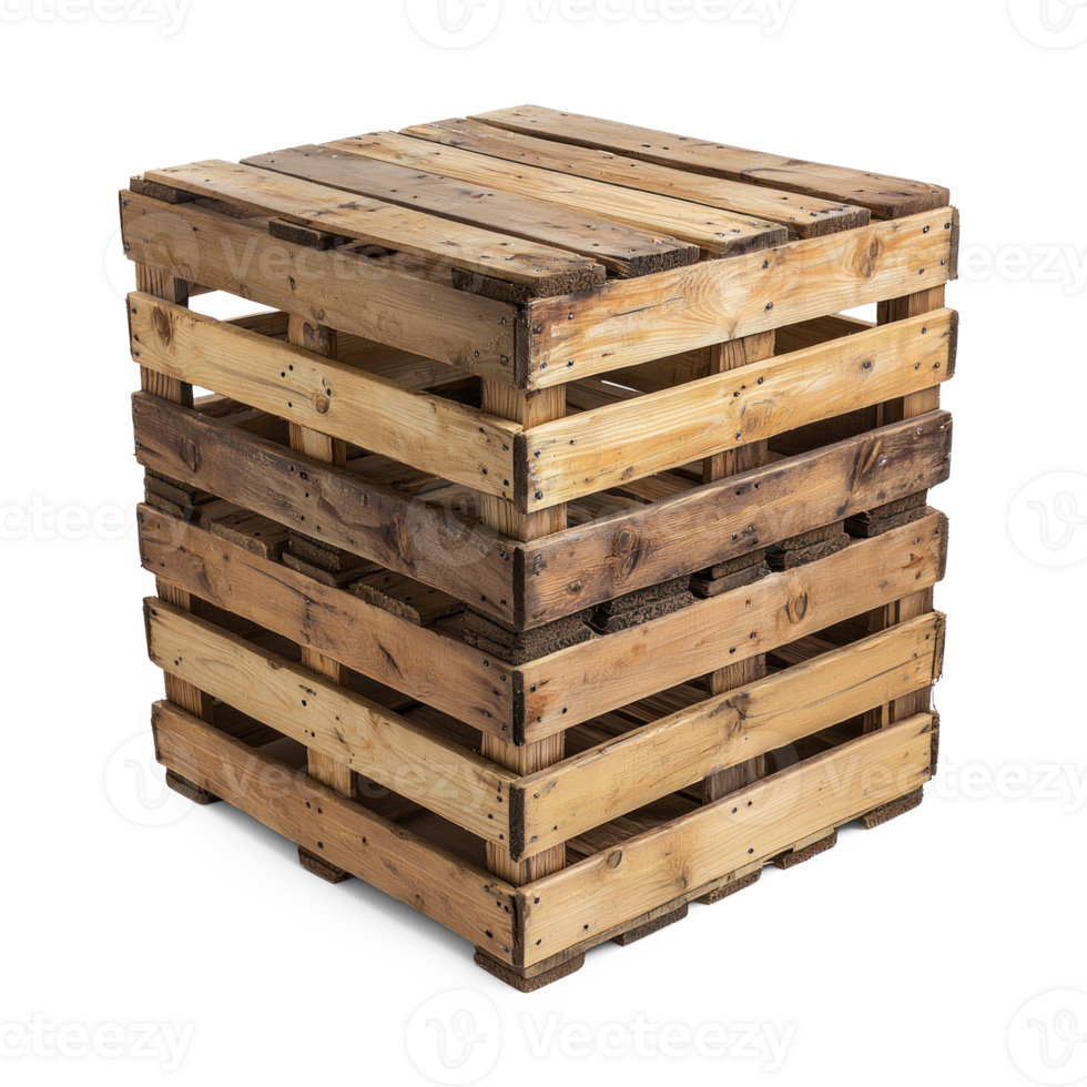 New Wooden Crates stack isolate on transparent background png