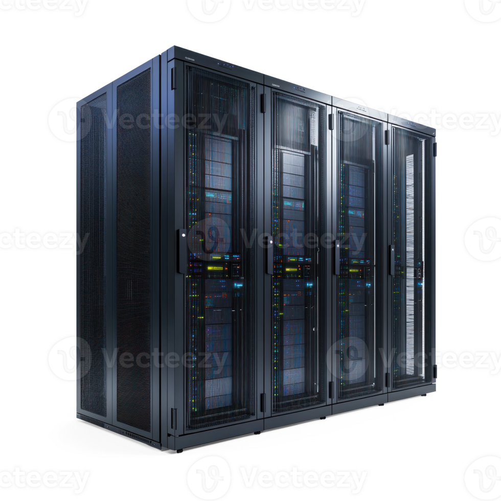 Modern Network server rack side view isolate on transparent background png