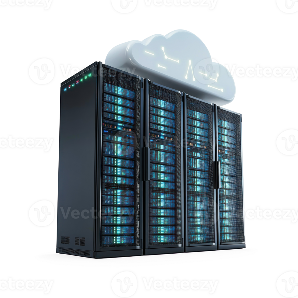 server with cloud on top of it isolate on transparent background png