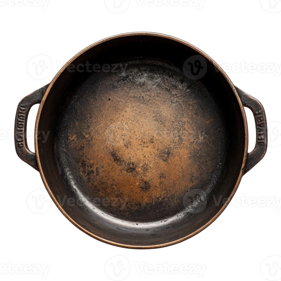 Empty iron pot top view isolate on transparent background png