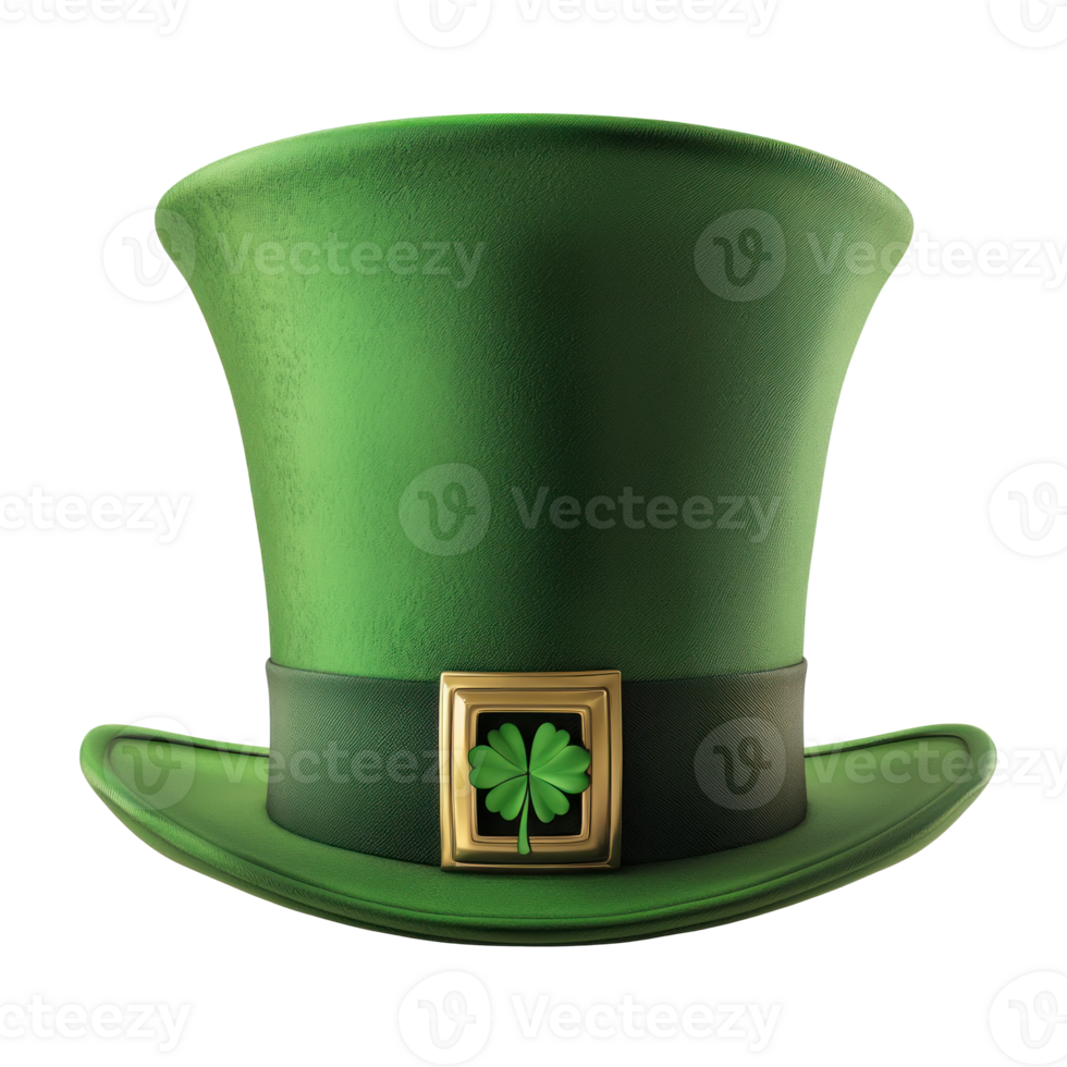 Green leprechaun hat front view isolate on transparent background png
