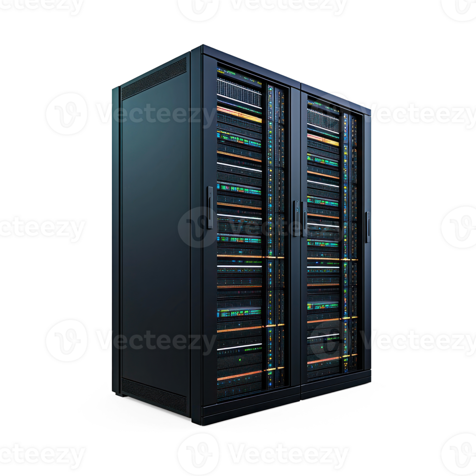 Modern Network server rack isolate on transparent background png