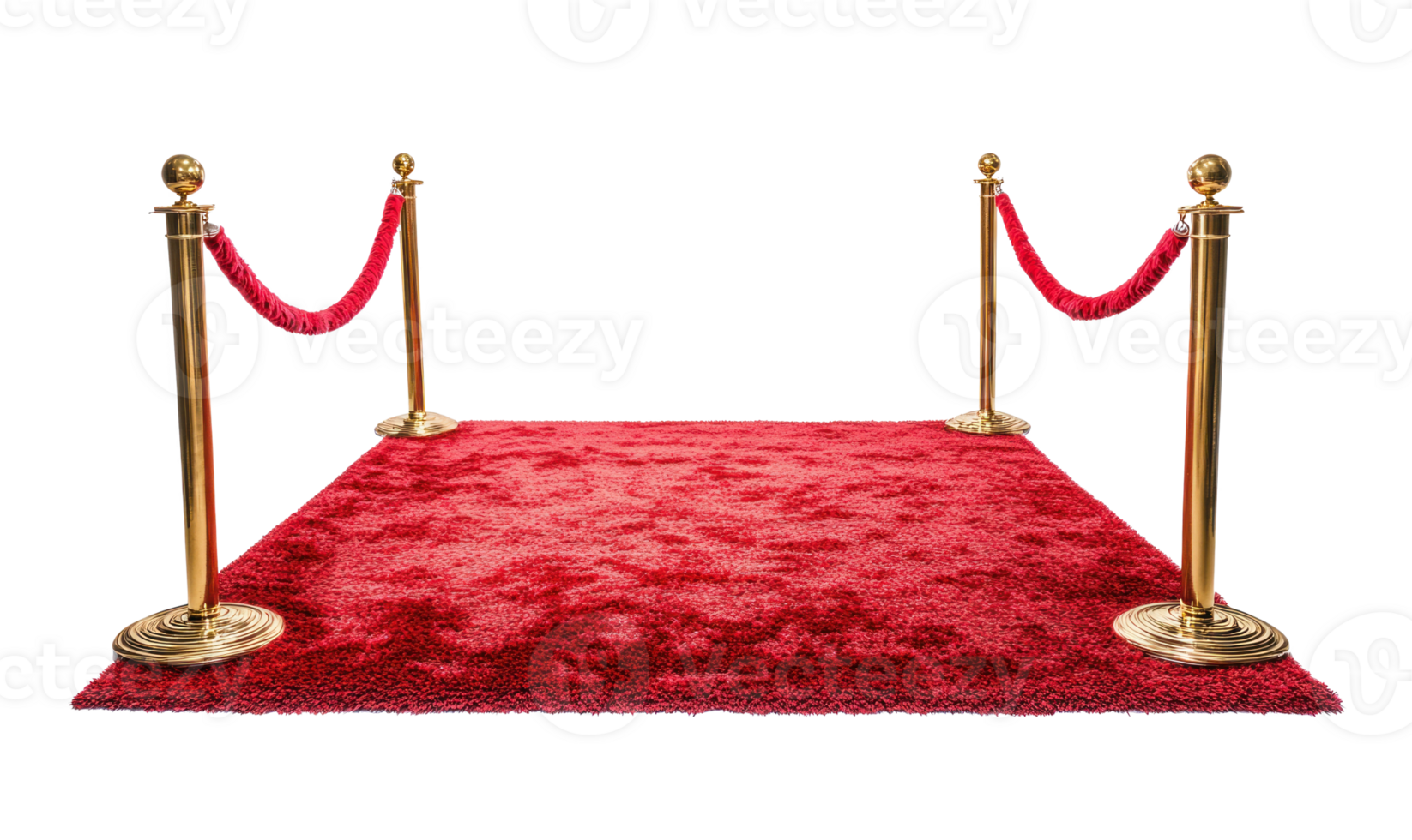 Red carpet with golden Stanchions isolate on transparent background png