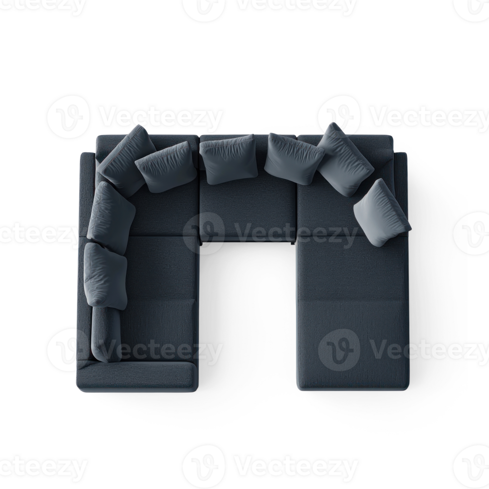 Modern sofa top view isolate on transparent background png