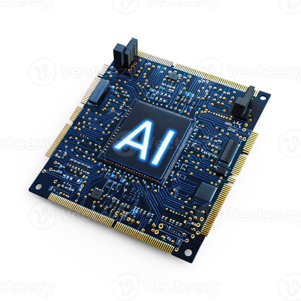 3d illustration of a computer chip with the word ai on it png
