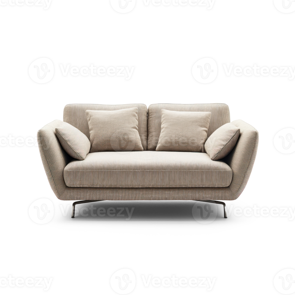 Modern sofa front view isolate on transparent background png