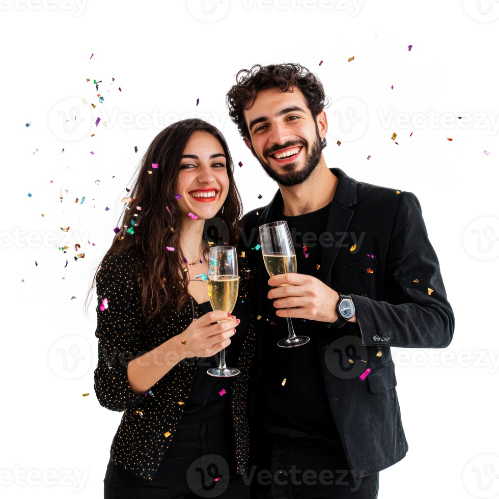 Young couple celebrating womens day isolate on transparent background png