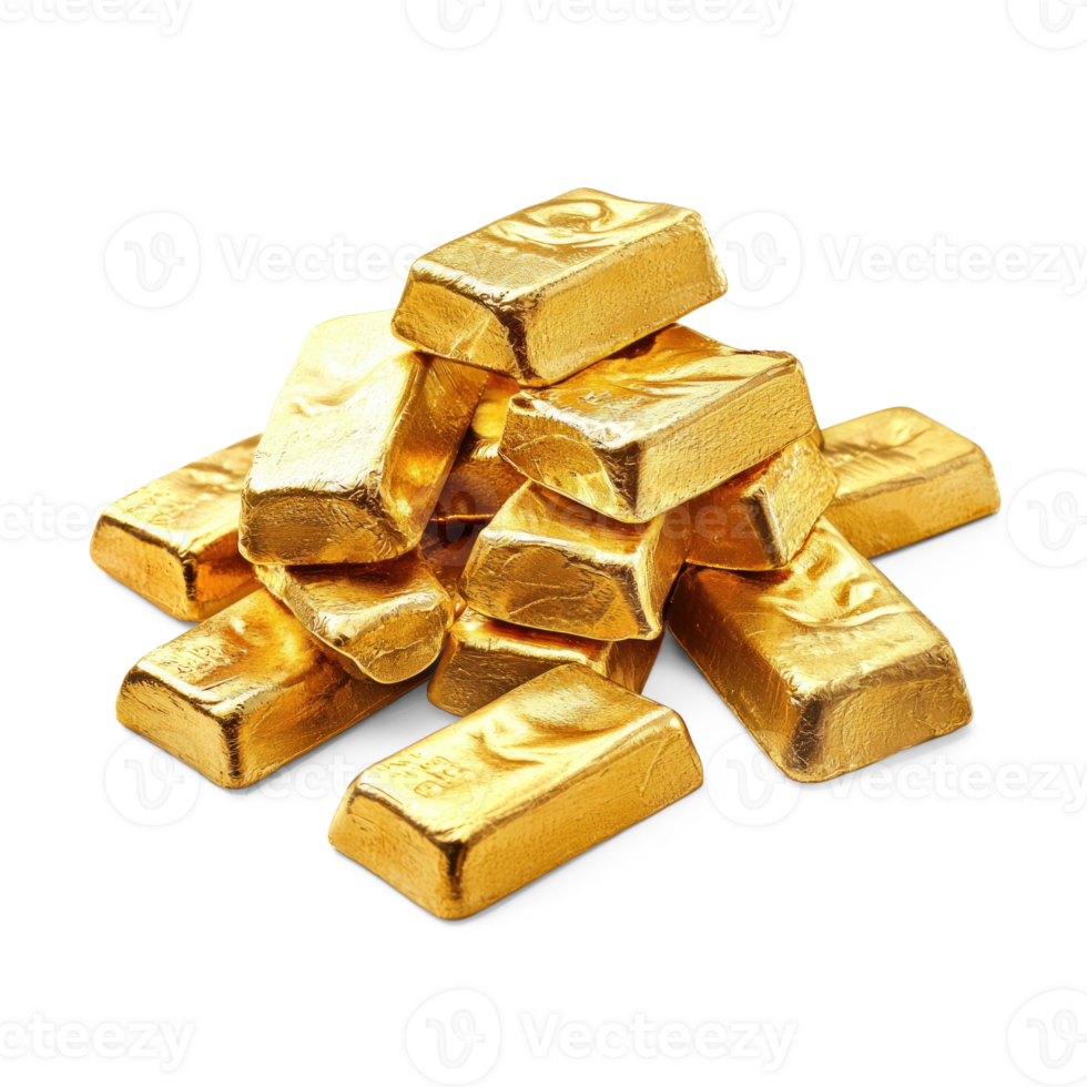 Pile of golden isolate on transparent background png