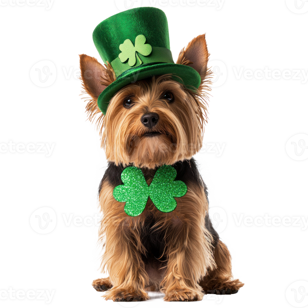 dog wearing St. Patrick's Day custome, full body isolate on transparent background png