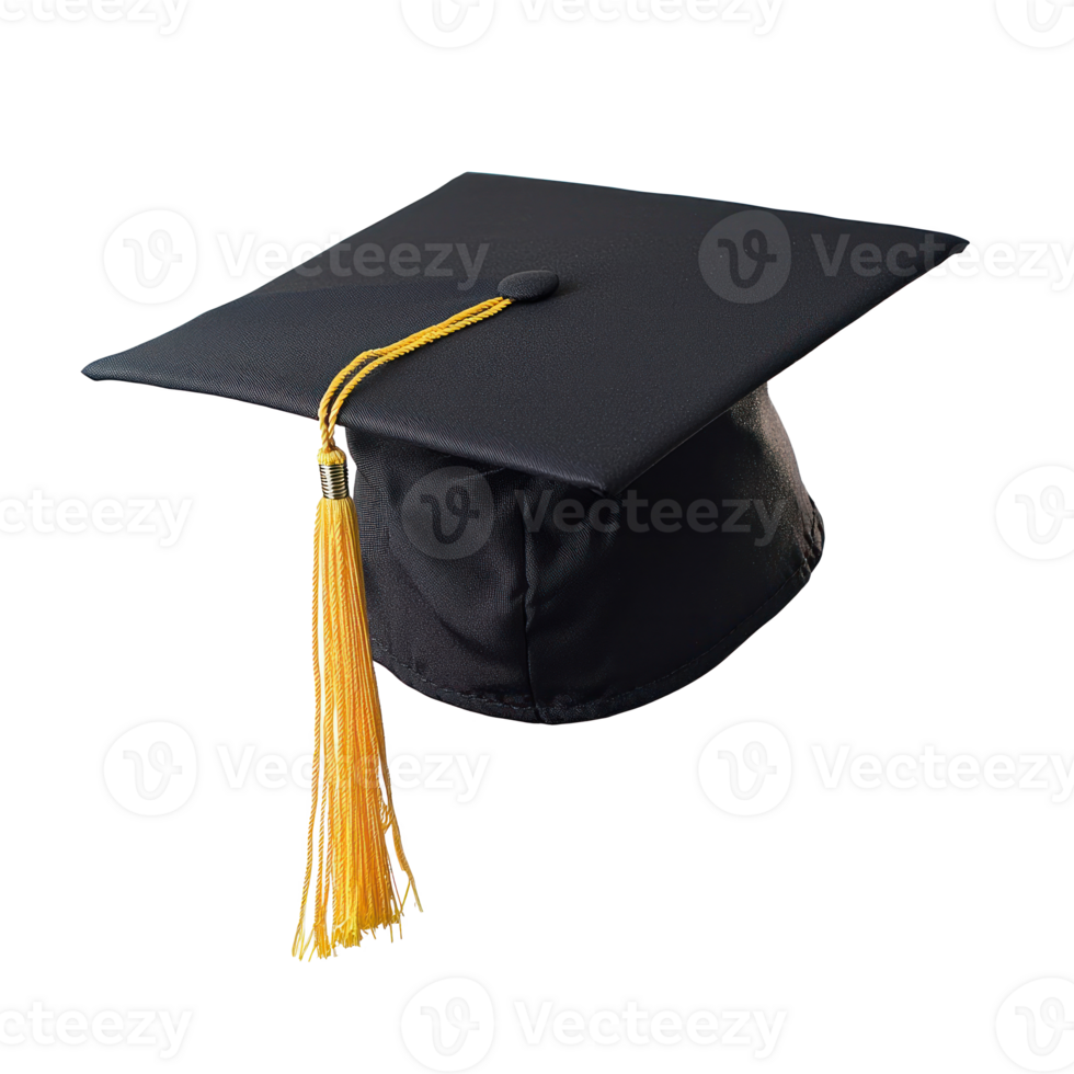 Graduation cap flying isolate on transparent background png