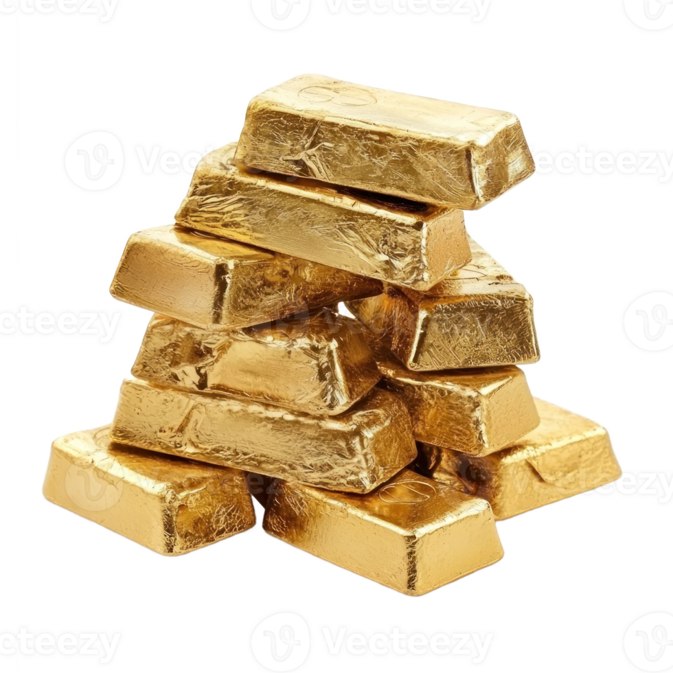 gold bars isolate on transparent background png