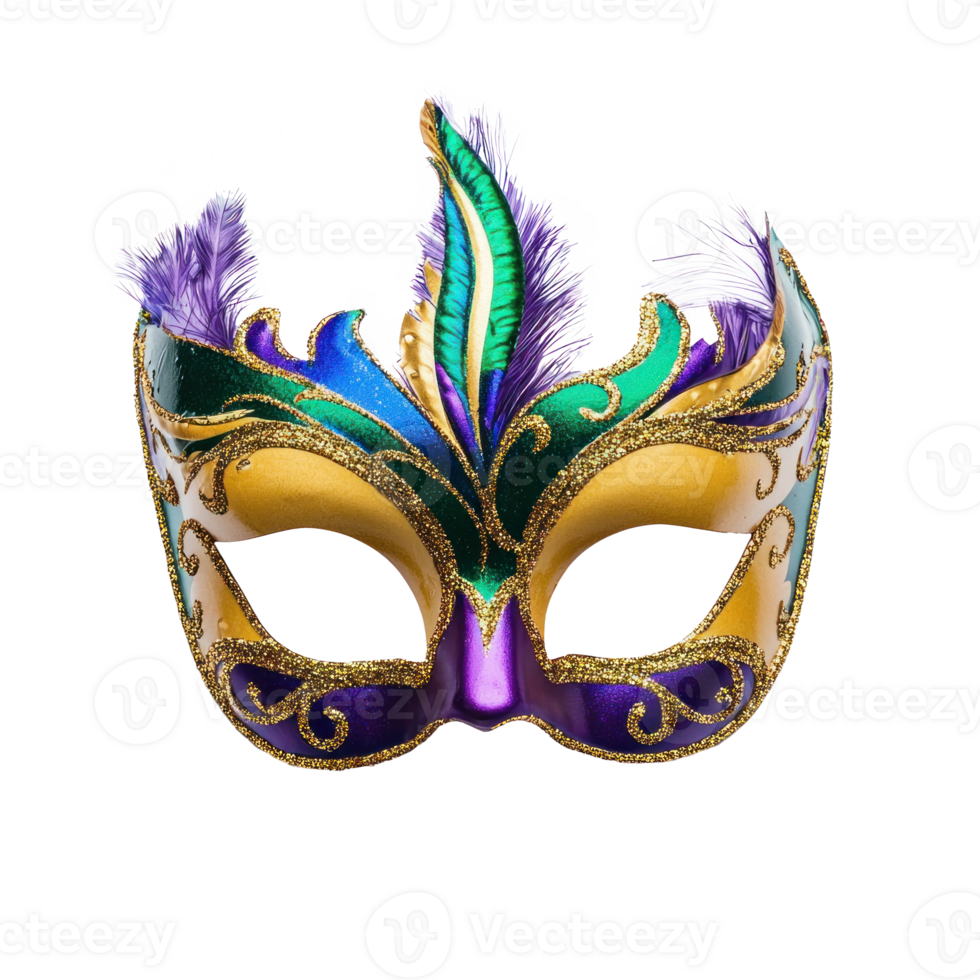 mardi gras mask with decoration top view isolate on transparent background png