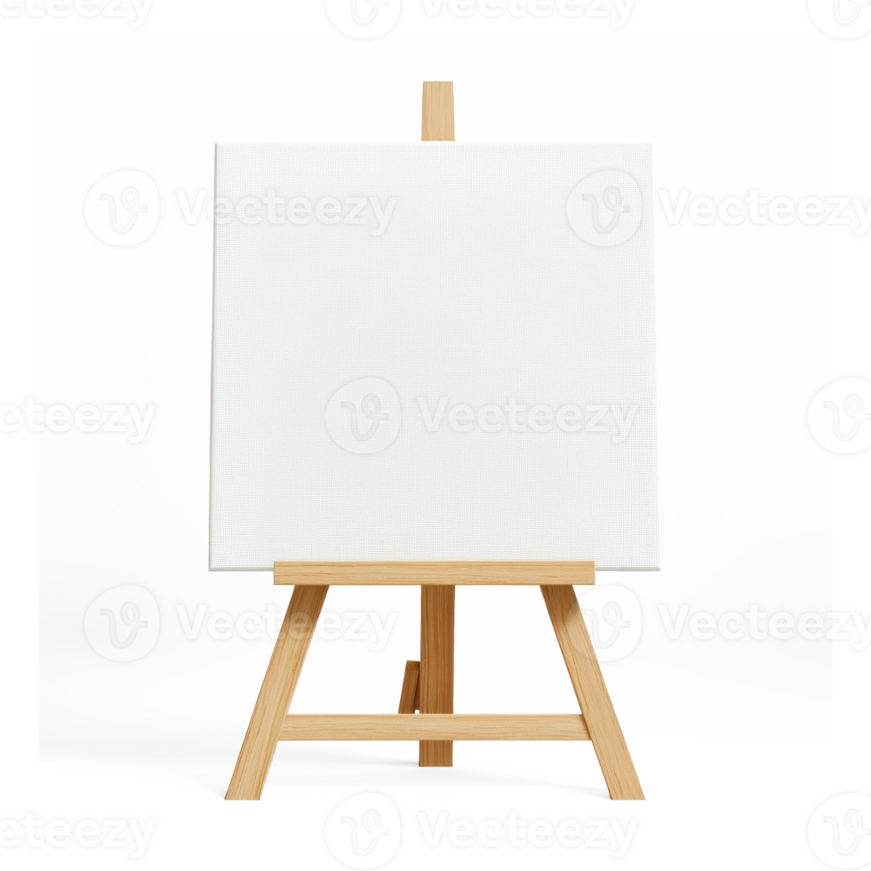 an easel with a blank canvas on it isolate on transparent background png