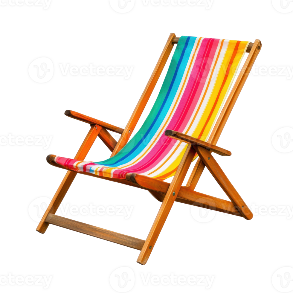 Colorful holiday Deck Chair side view isolate on transparent background png
