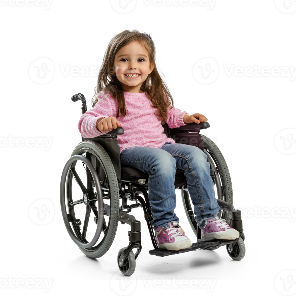 a little girl in a wheelchair on a transparent background png