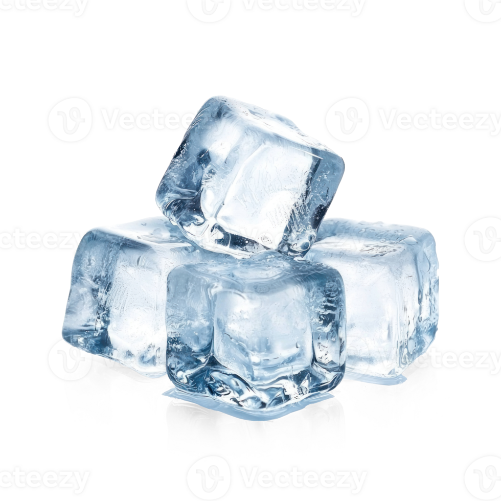 three ice cubes on a transparent background png