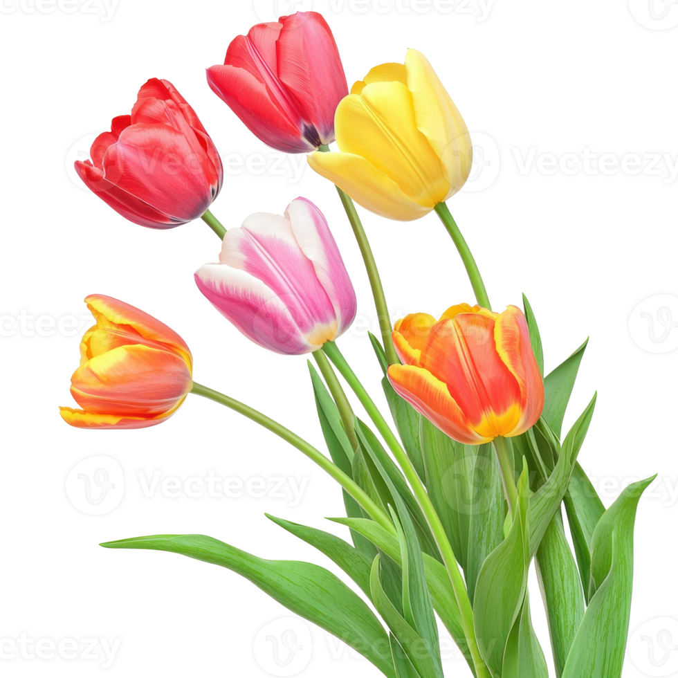 Tulips flower corner style isolate on transparent background png