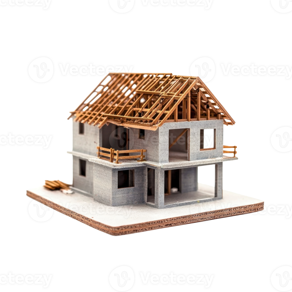 a model of a house with a roof on it png