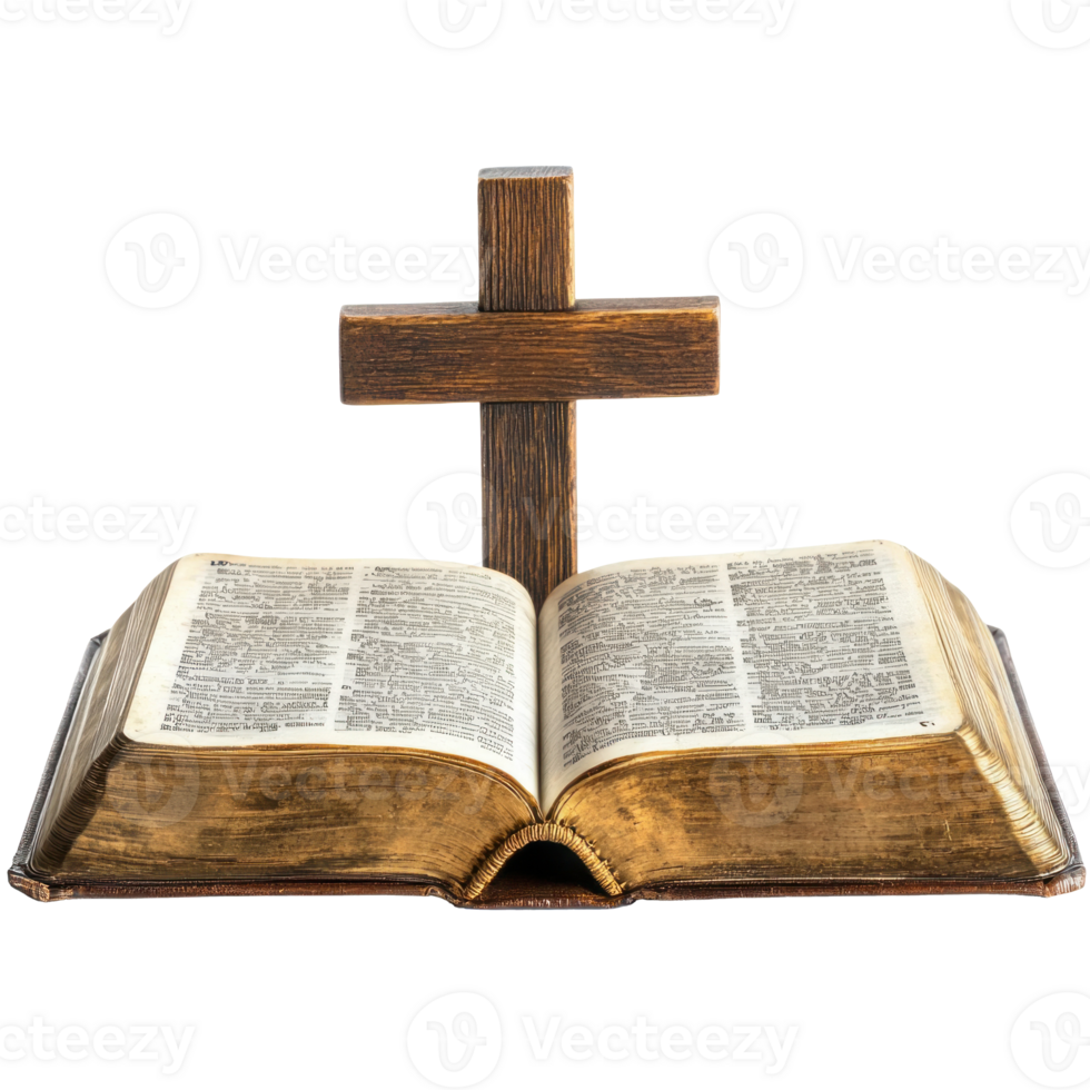 bible and cross isolate on transparent background png