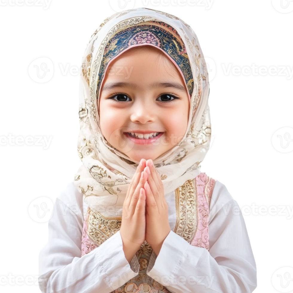 muslim girl in hijah isolate on transparent background png