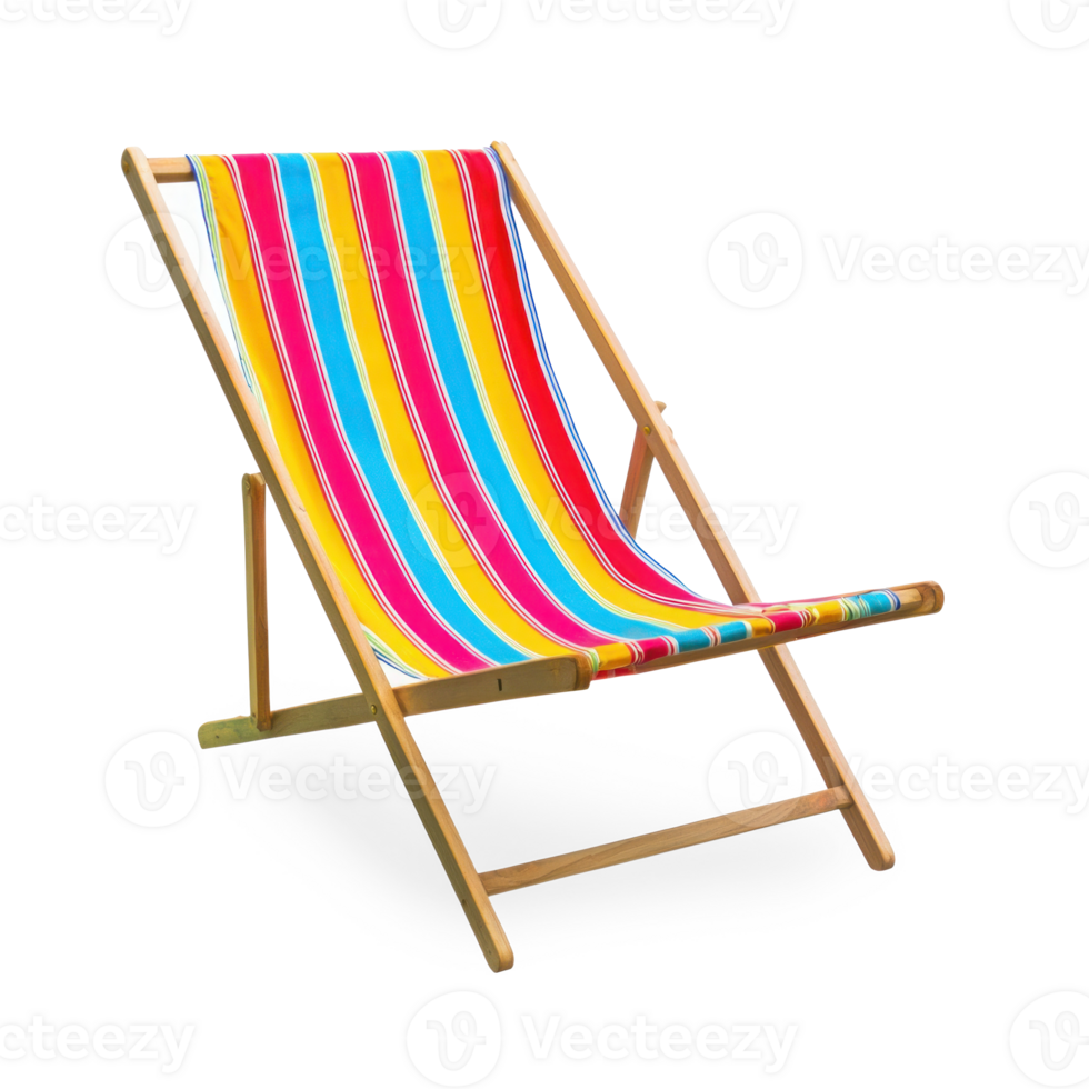a beach chair with a colorful striped fabric png