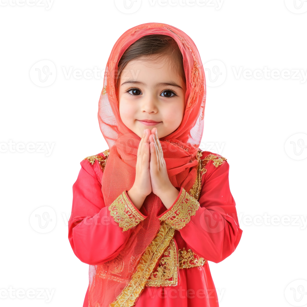 muslim girl in traditional dress isolated on transparent background png