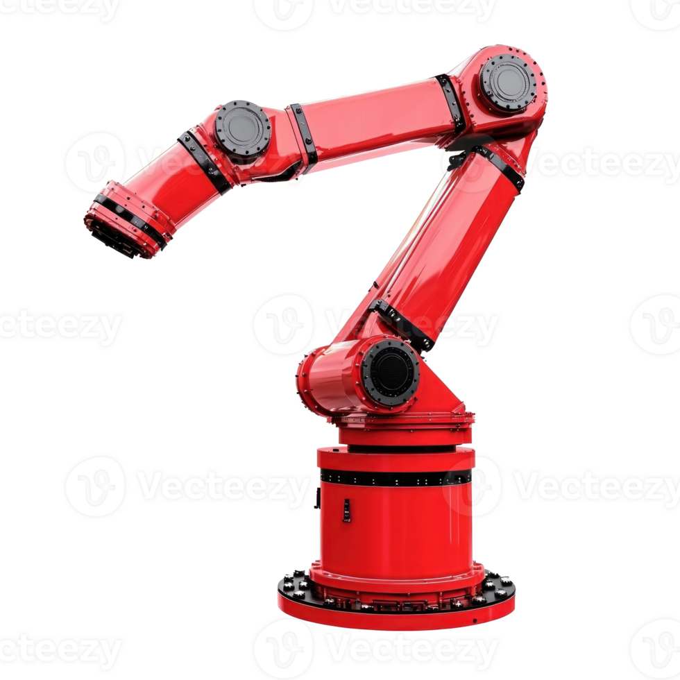 Industry Robotic Red Arm isolate on transparent background png